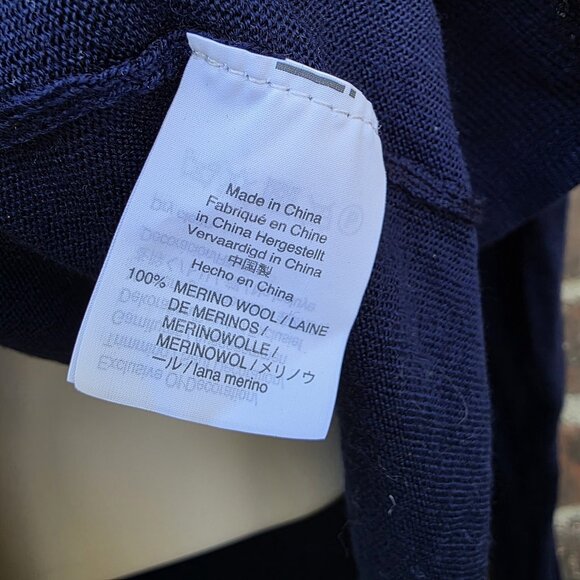 J. Crew Navy Blue X Abigail Borg Blue Merino Wool Tie-Neck Sweater Size M - Picture 5 of 7